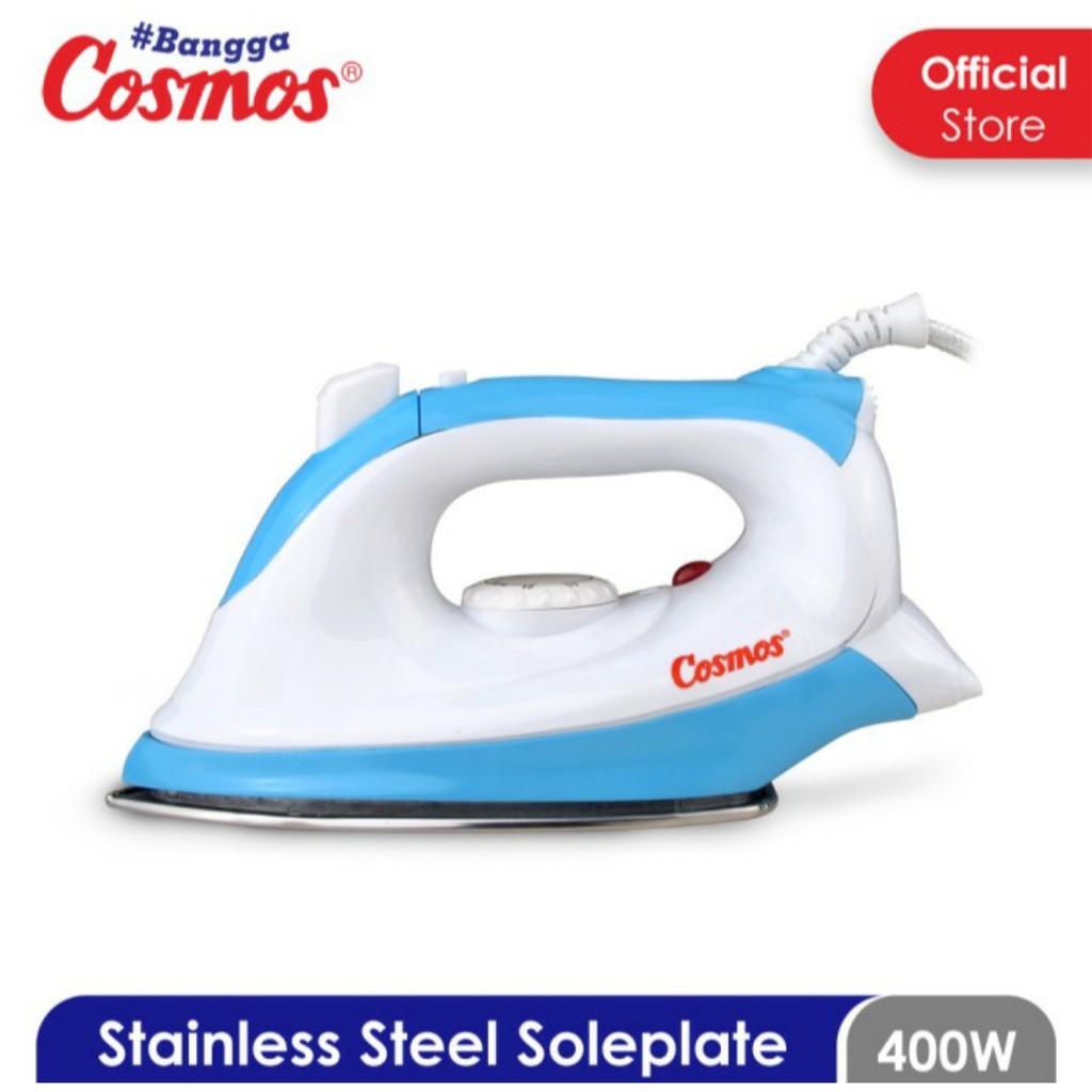 Setrika Cosmos CIS 438 Jetspray Dry Iron Cosmos 438 Setrika Cosmos Stainless Steel Soleplate Biru