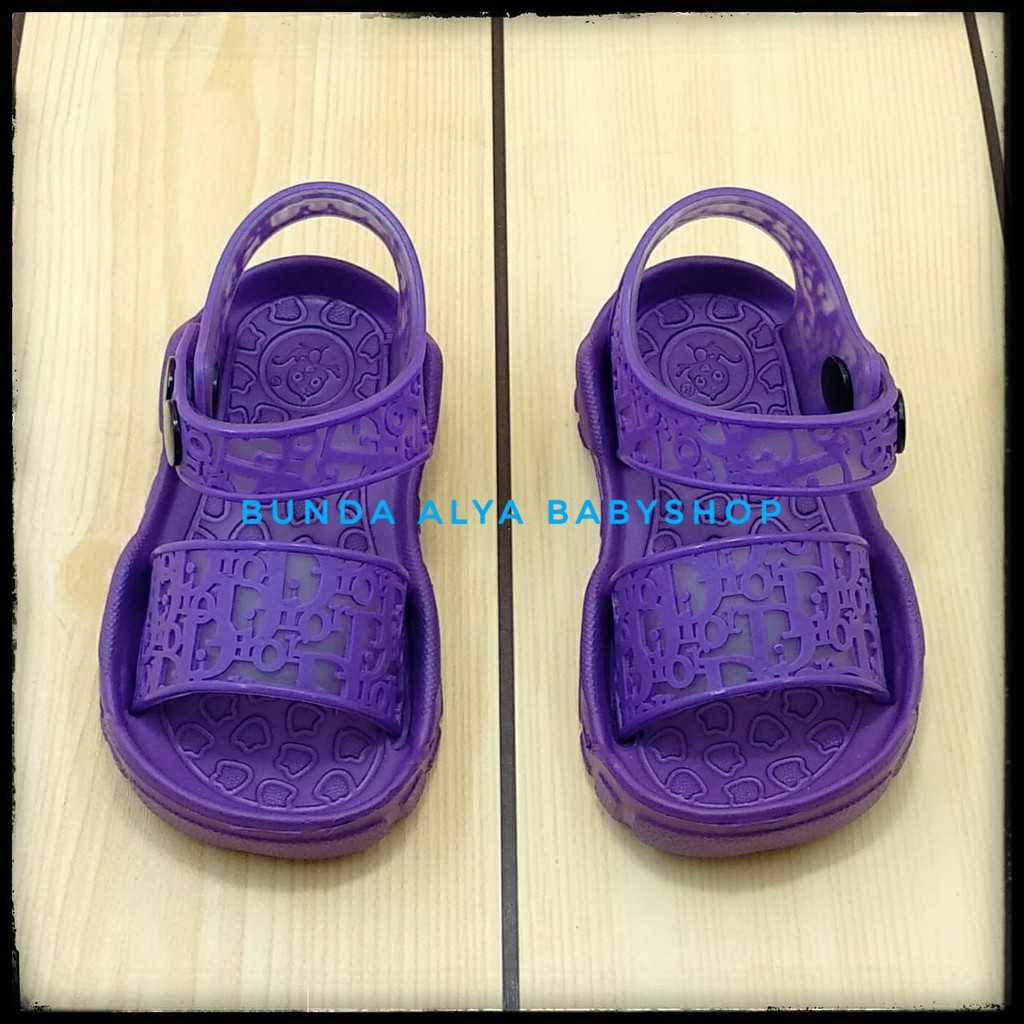 Sendal Anak Perempuan Usia 6 - 12 Bulan Elastis UNGU - Sepatu Sandal Anak Cewek Tali Karet Size 20 - 21 Anti Licin Alas Karet