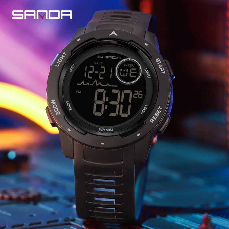 SANDA 2125 Jam Tangan Pria Digital EL Backlight Sport Watch Anti Air WATCHKITE WKOS