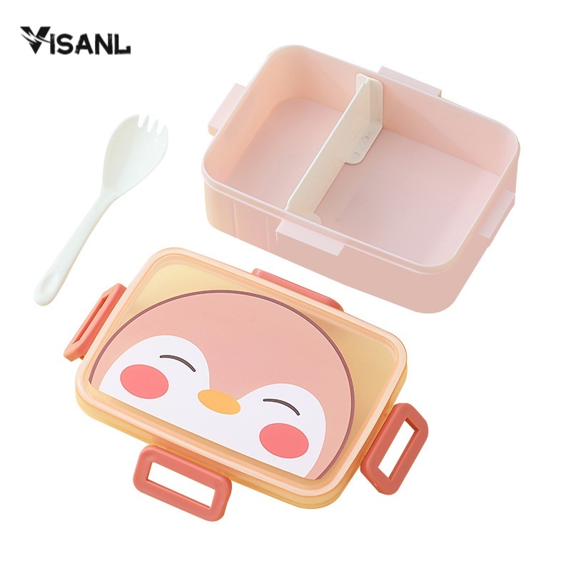 Sendok Tempat Makan Kotak Bekal Tempat Makan Jerami Lunch Box Set Gandum  ️Karakter Kartun Kotak Bento