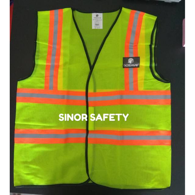 Rompi Safety Kombinasi Polyester HIJAU dan ORANGE Double Scotlite Polyester Safety Vest Rompi