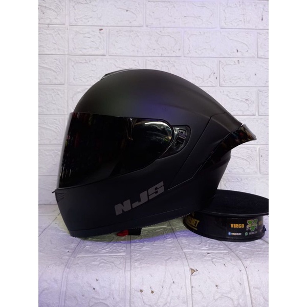NJS ZX-1 SOLID FLAIN MATT BLACK DOFT PAKET GANTENG VISOR IRIDIUM + SPOILER-2