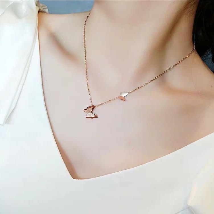 [New] Kalung import titanium mini korea hadiah wanita cewek kupu kupu anti karat KK063