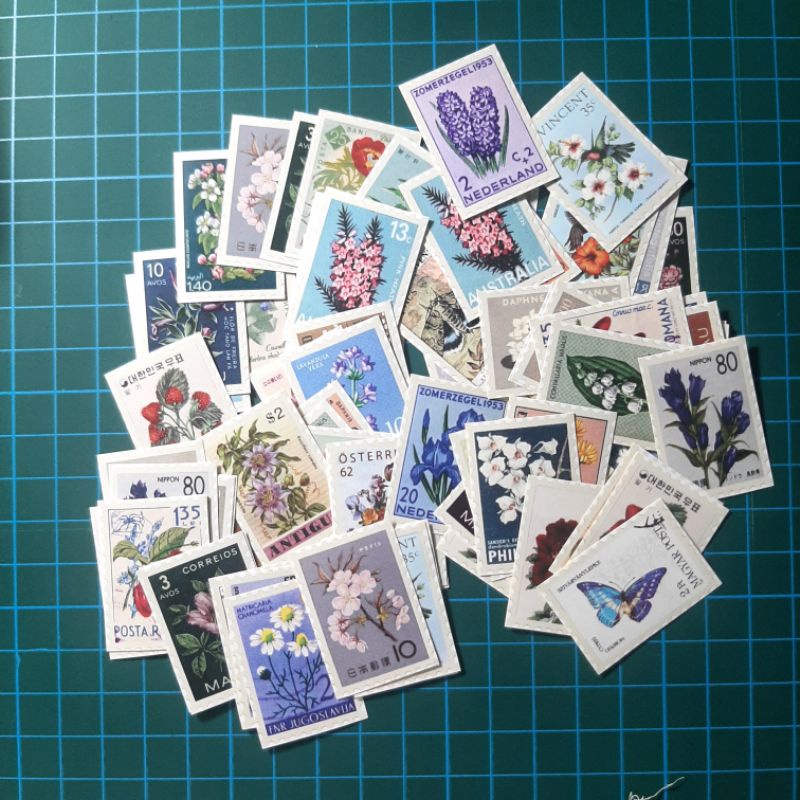

Sticker deco vintage aesthetic stamp perangko RANDOM