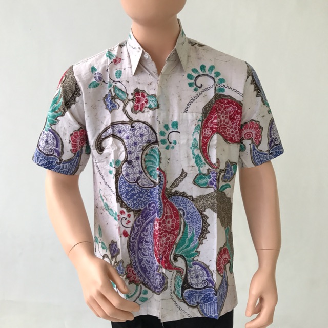 Baju hem kemeja lengan pendek batik tulis pria murah