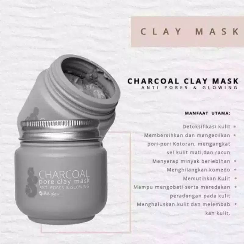 MS GLOW CLAY MASK CHARCOAL / CLAY MASK GREEAN TEA / MASKER MS GLOW