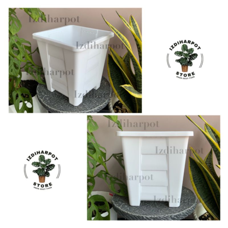 pot bunga tanaman kotak tinggi putih 22cm - SINOVAC 02 PUTIH