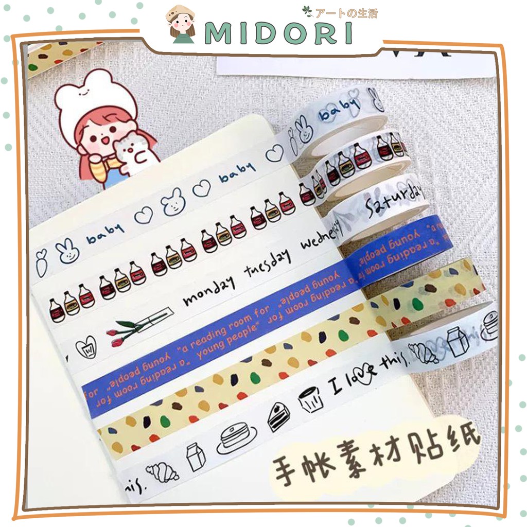 

[MIDORI] 1Pc Washi Tape Decor Masking Tape Journal Scrapbook - A0016
