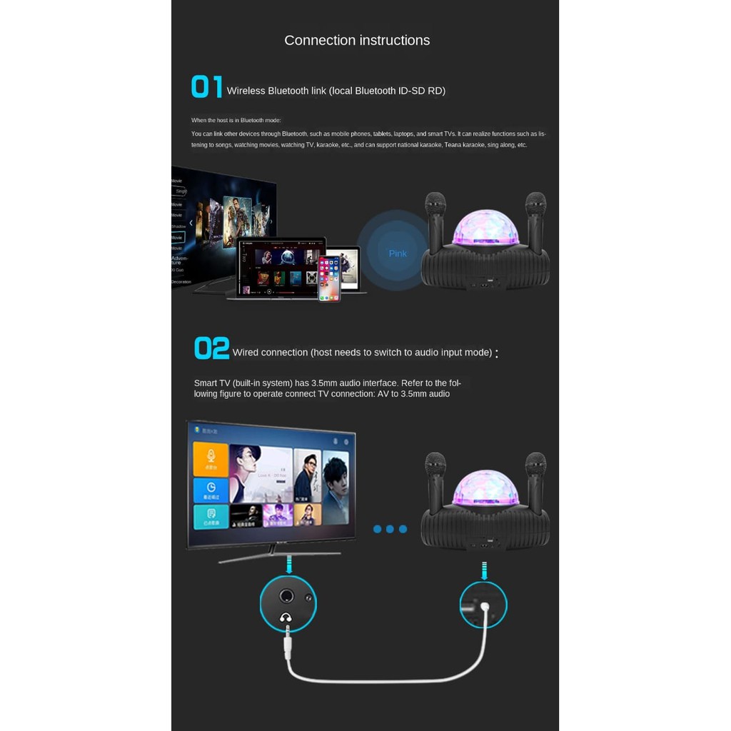 Speaker Karaoke Wireless Bluetooth SDRD SD 308 Original Speaker Microphone SD308 Family KTV Karaoke Microphone Dual Microphone Speaker Karaoke + Lampu LED Bola Crystal SDRD SD-308 ORIGINAL SDRDBT/USB/TF