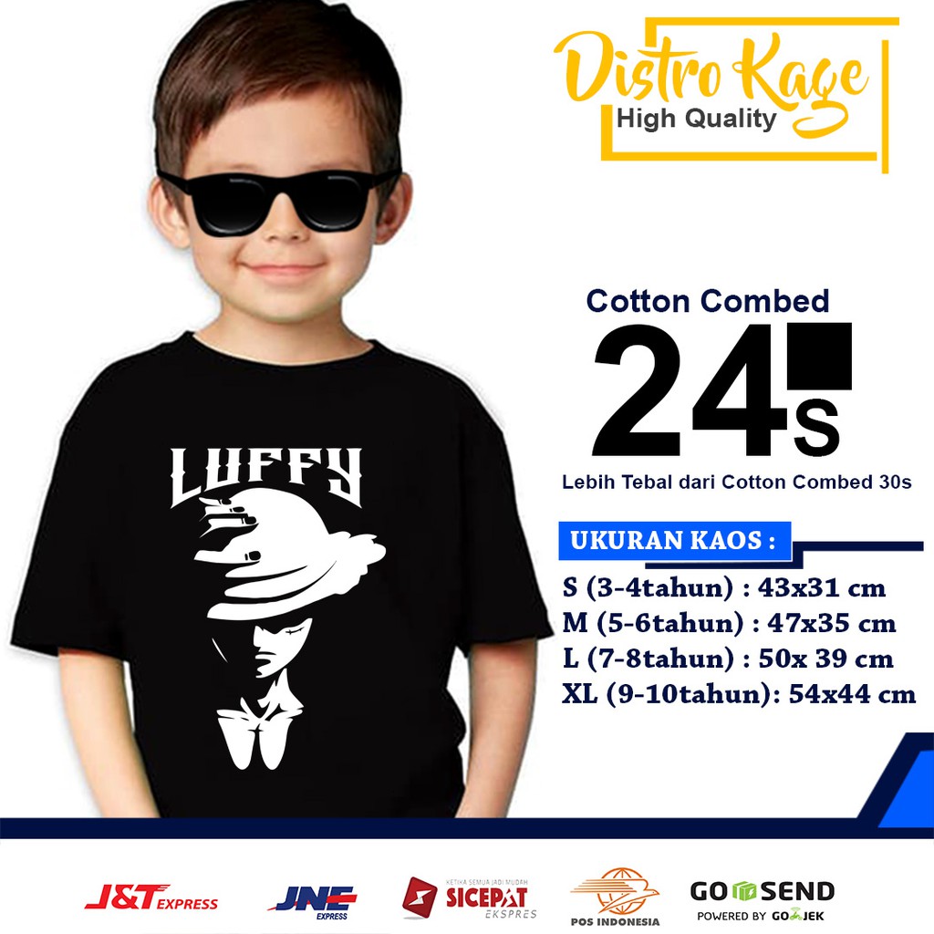 Pakaian Atasan Baju Kaos Anak Gambar Kata Kata Tulisan Luffy Cool