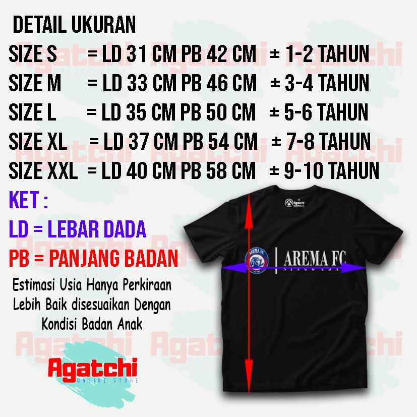 Kaos Atasan Anak Laki Laki Kids T Shirt Fans Club Edition Liga 1 Arema Malang