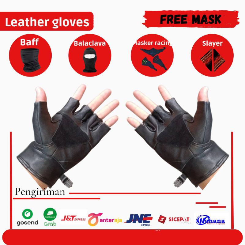 Leather Glove Premium Sarung Tangan Asli Kulit Domba Lembut Motif Spon Half