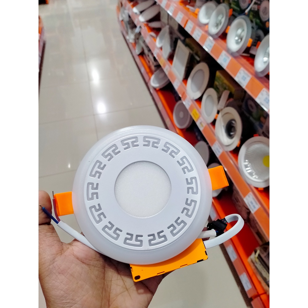 DOWNLIGHT LED KAMISU 12+4 WATT 2 CAHAYA PUTIH + KUNING MOTIF KOTAK