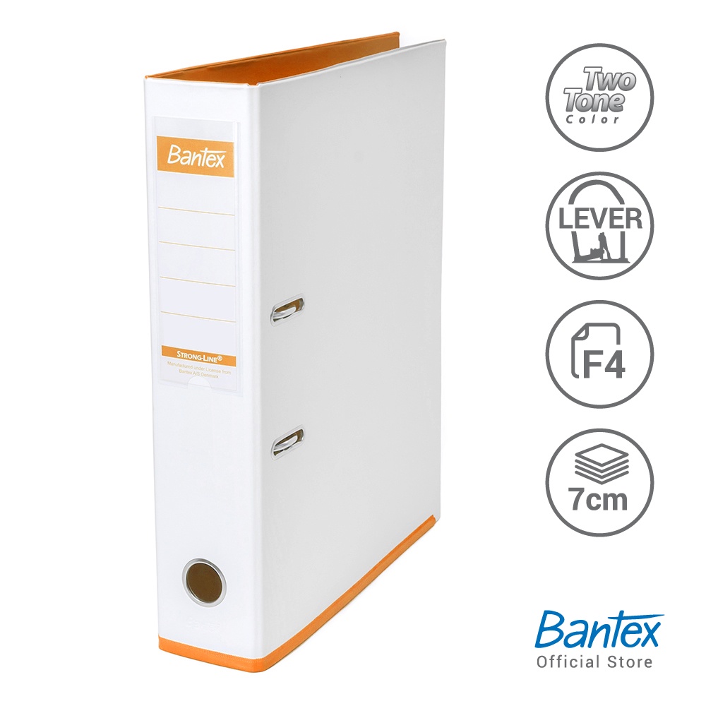 

[Zada] Bantex Lever Arch File Ordner Plastic Two Tone 7cm Folio White-Mango 1465V0764