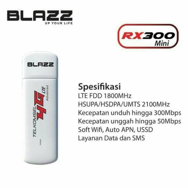 Modem WiFi USB Stick 4G LTE Blazz RX300 Wingle Colok USB Jadi WiFi