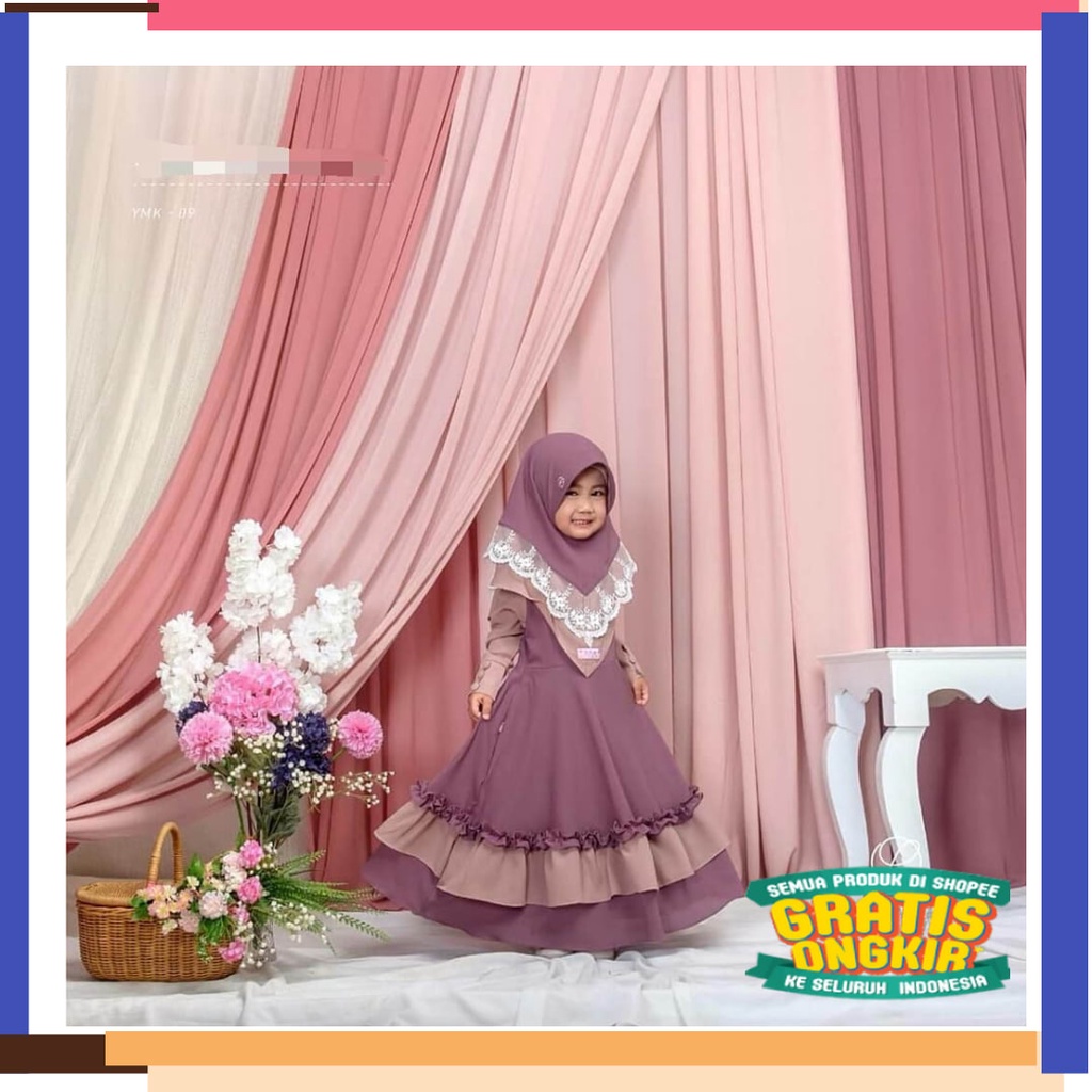 Dark Navy dongker BIoblitz cream Grey abu kanak kanak TK SD / BISA COD TASYA SYARI KIDS / Gamis syar