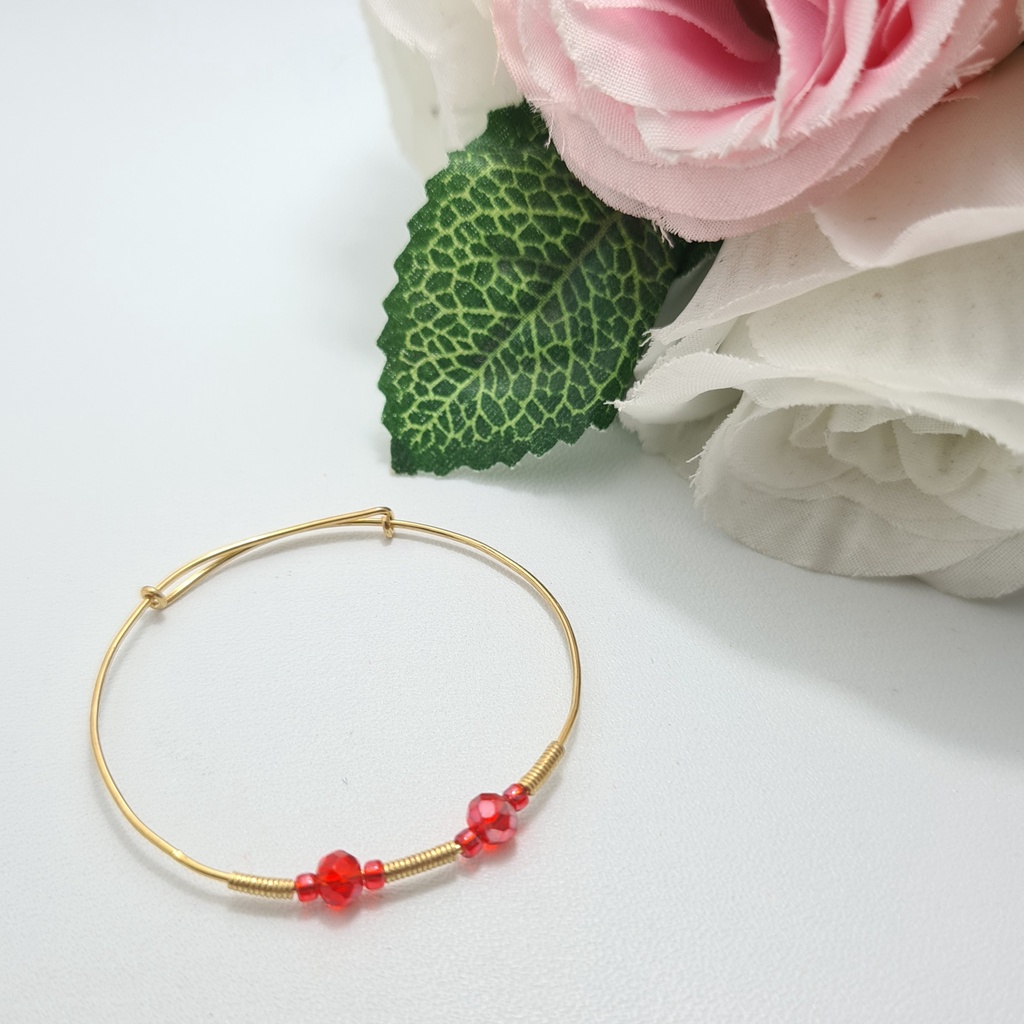 Gelang Bayi Emas Muda Kristal Merah