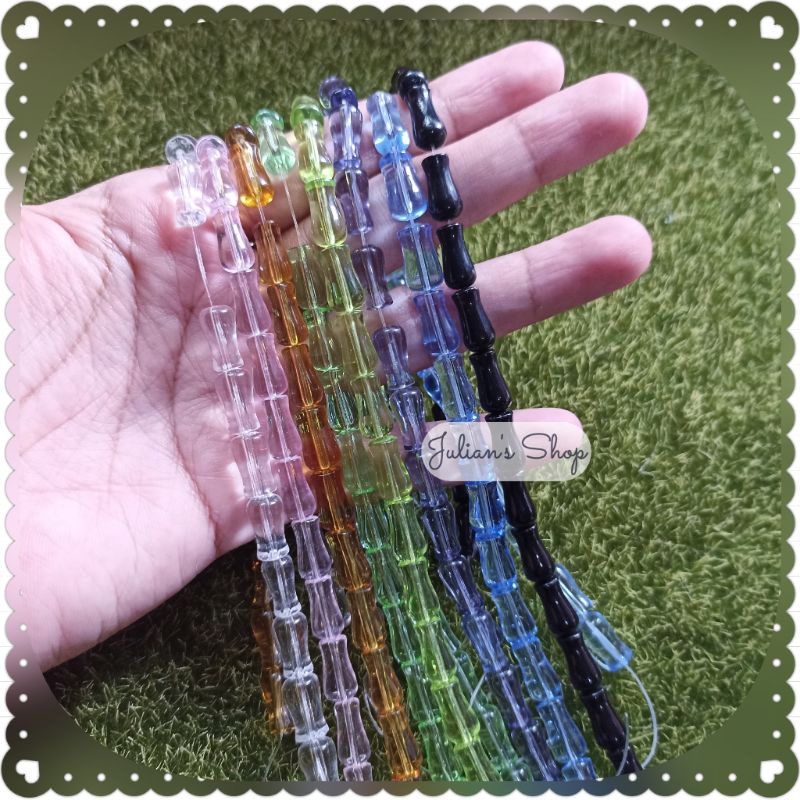 [1 STRING] Manik 6mm Mote Kristal Kaca Panjang Bentuk 1