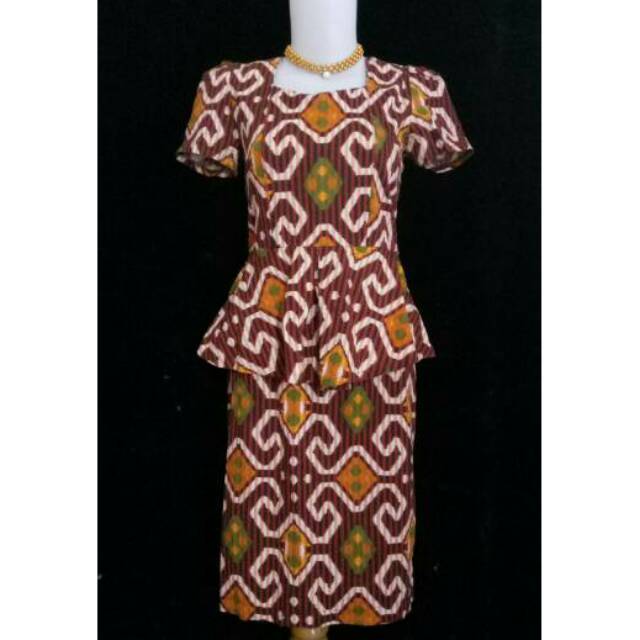 Batik 001 Orange Dress Batik Modern Batik Bodycon Stretch Office Look Shopee Indonesia