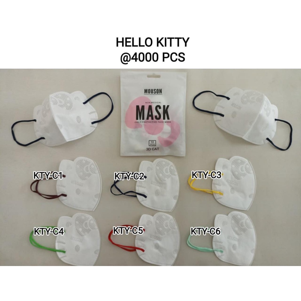 MASKER DUCKBILL DEWASA KARAKTER HELLO KITTY isi 10pcs TALI RANDOM HELLO KITTY