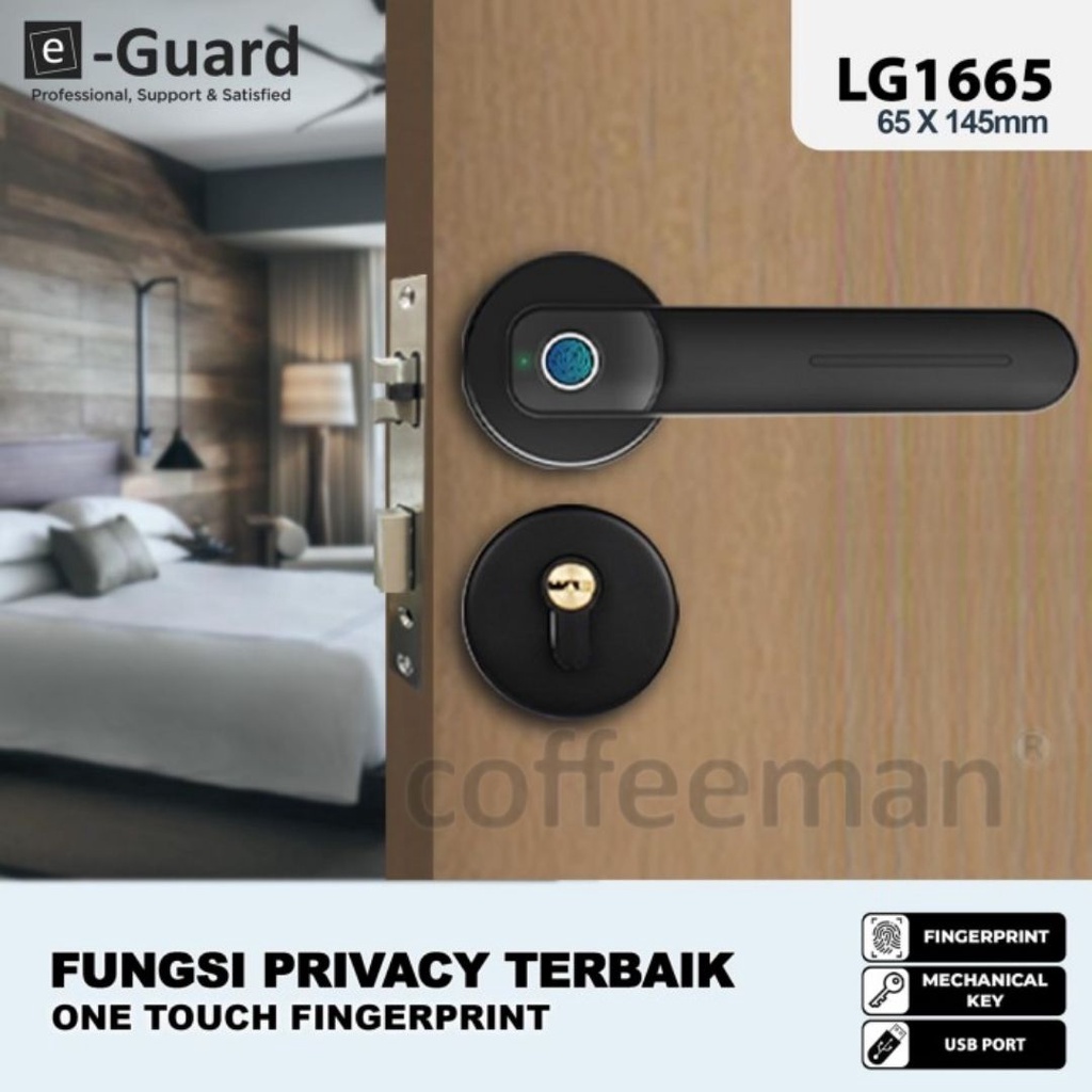 e-Guard Kunci Pintu Fingerprint Digital Smart Door Lock LG1665 Kost