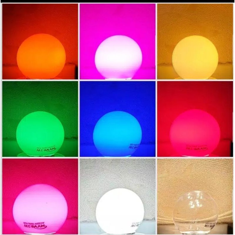 Myvo Lampu Led Ping Pong 3W E27 Warna Warni / Lampu Dekorasi