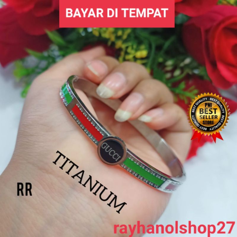 TITANIUM GELANG TANGAN WANITA ANTI KARAT MOTIF TERBARU WARNA GOLD DAN SILVER