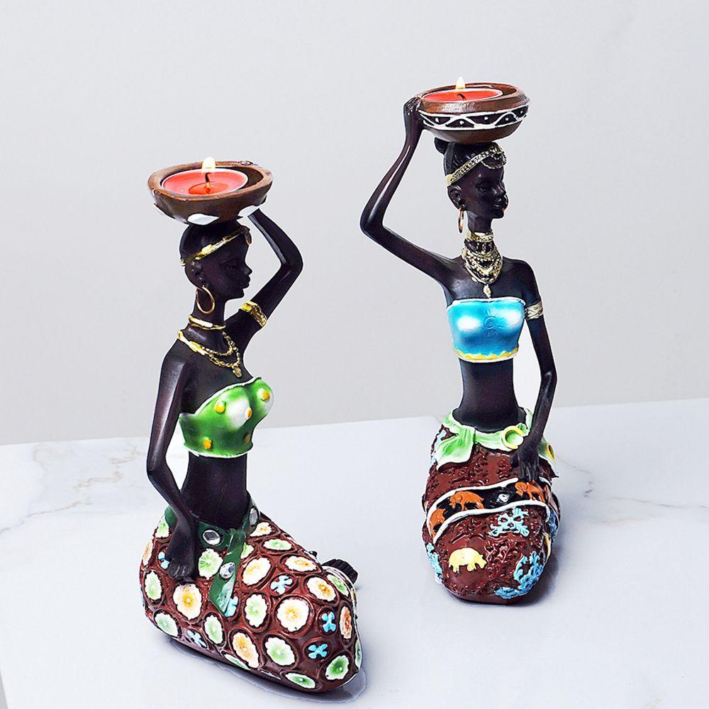 [Elegan] Tempat Lilin Dekorasi Minimalis Rak Buku Afrika Ornamen Ruang Makan Patung Statue