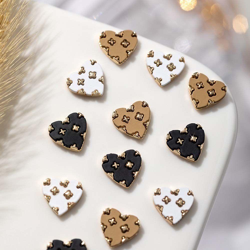 AUGUSTINA Agustin 3D Nail Art Perhiasan DIY Fashion Hati Cinta Manikur Kuku Bor Paduan Aksesoris Kuku