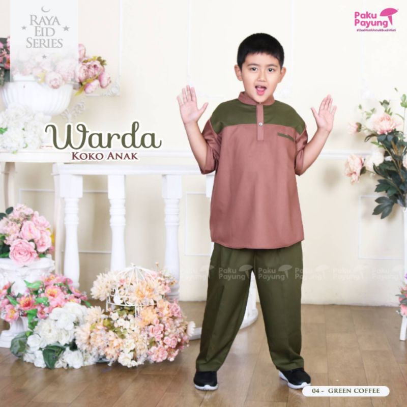 SETELAN BAJU KOKO ANAK MUSLIM LAKI-LAKI PAKU PAYUNG WARDA SERIES