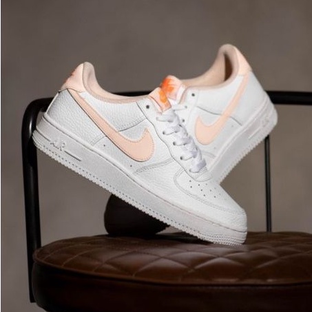 Nk Air Force 1 Low White Peach Original Sneakers Wanita