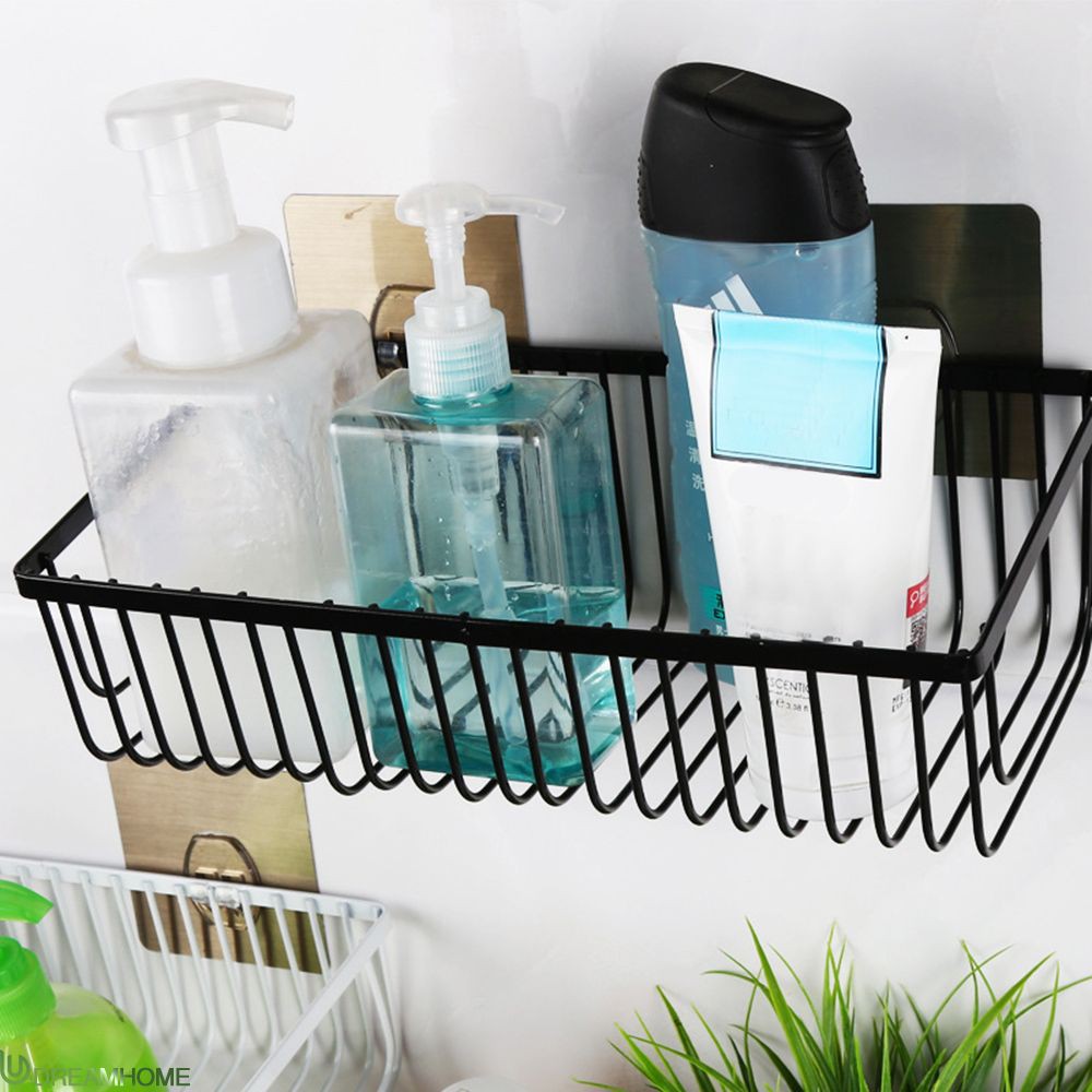 Bathroom Shelf Free Perforated Toilet Bathroom Storage Rack Suction Wall Wall Mount Dreamh Shopee Indonesia