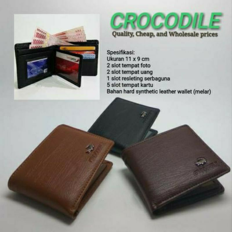 Dompet hitam pria | dompet kulit sentisis | dompet crocodile clasic boss