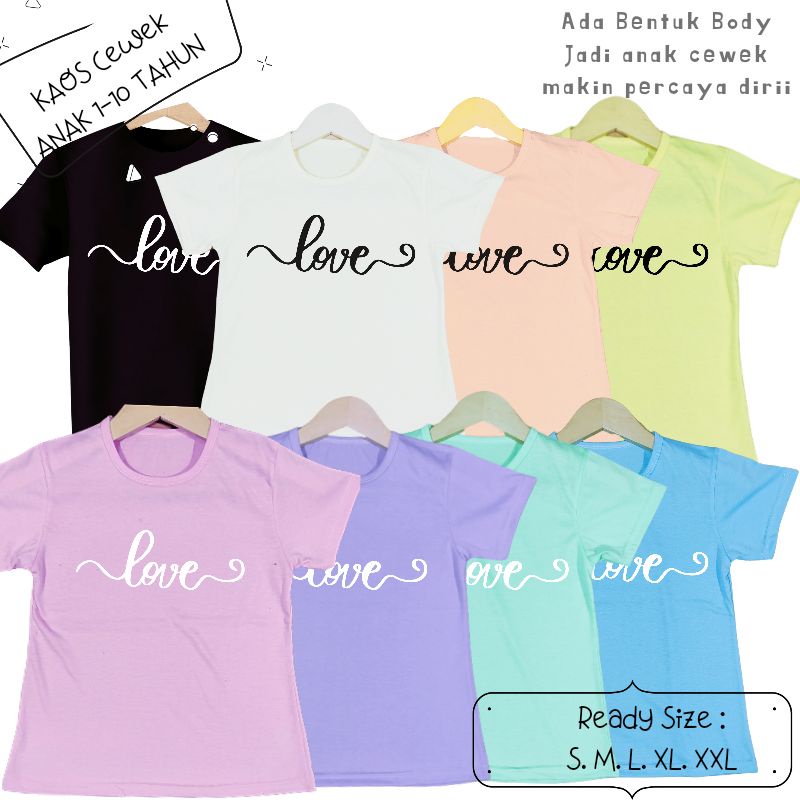 Baju Kaos Anak Cewek Bayi 3 bulan-12 tahun LOVE