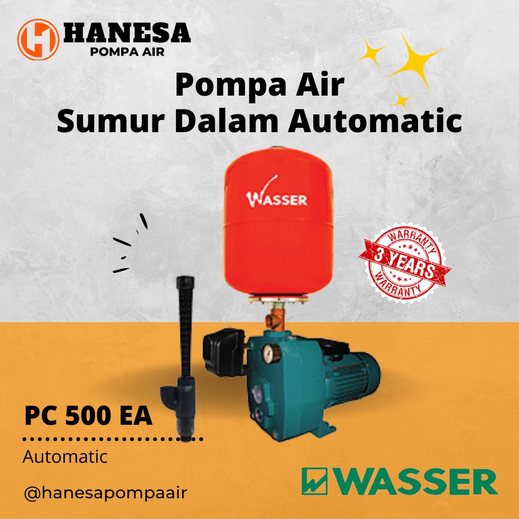 Pompa Air Wasser PC 500 EA  Pompa Sumur Dalam Otomatis Automatic Jet Pump 500 watt