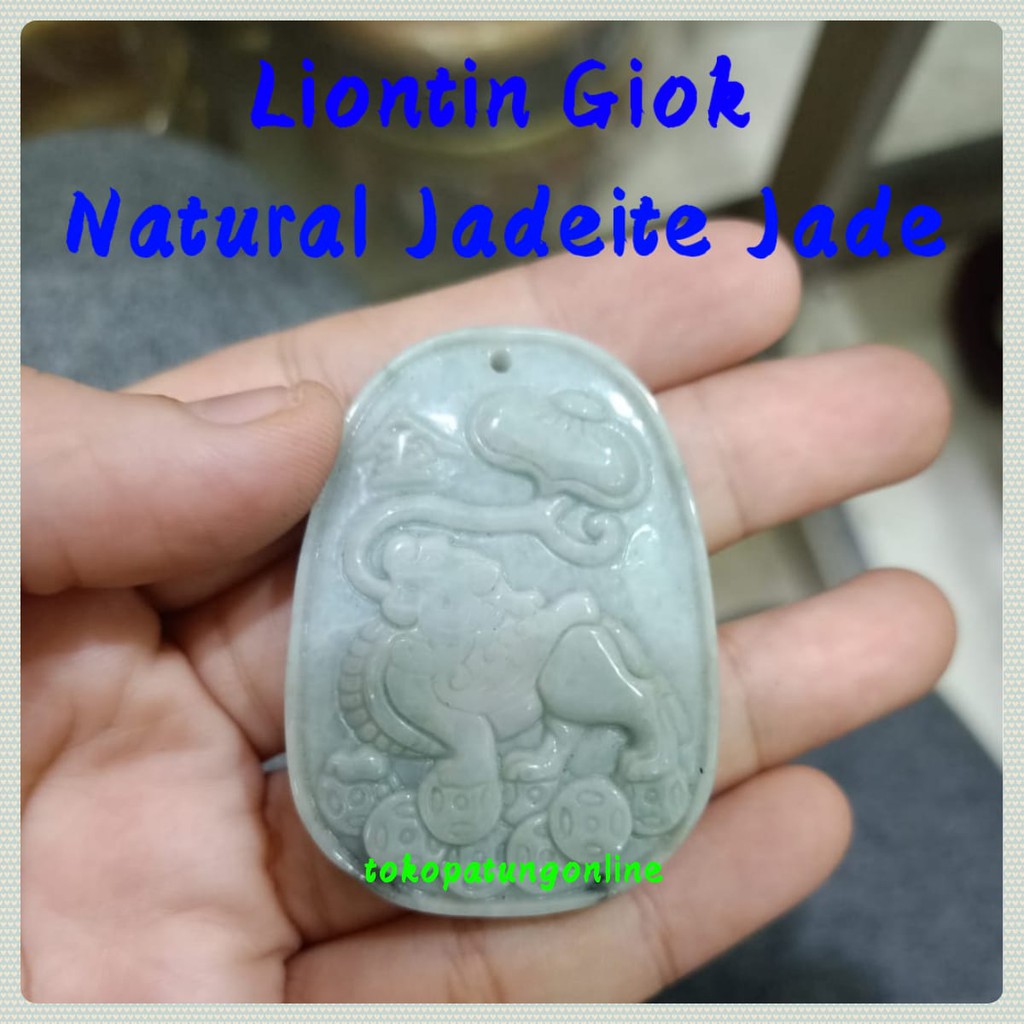 Liontin Giok Pixiu Natural Jadeite Jade