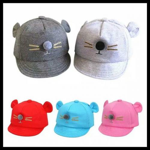 Topi Bayi IMPORT Karakter Kucing Laki Laki Perempuan Usia New Born 0 - 3 Tahun - Topi Anak IMPORT Telinga Kucing - Topi Bayi IMPORT - Topi Anak Kucing Kaos Nyaman SALE
