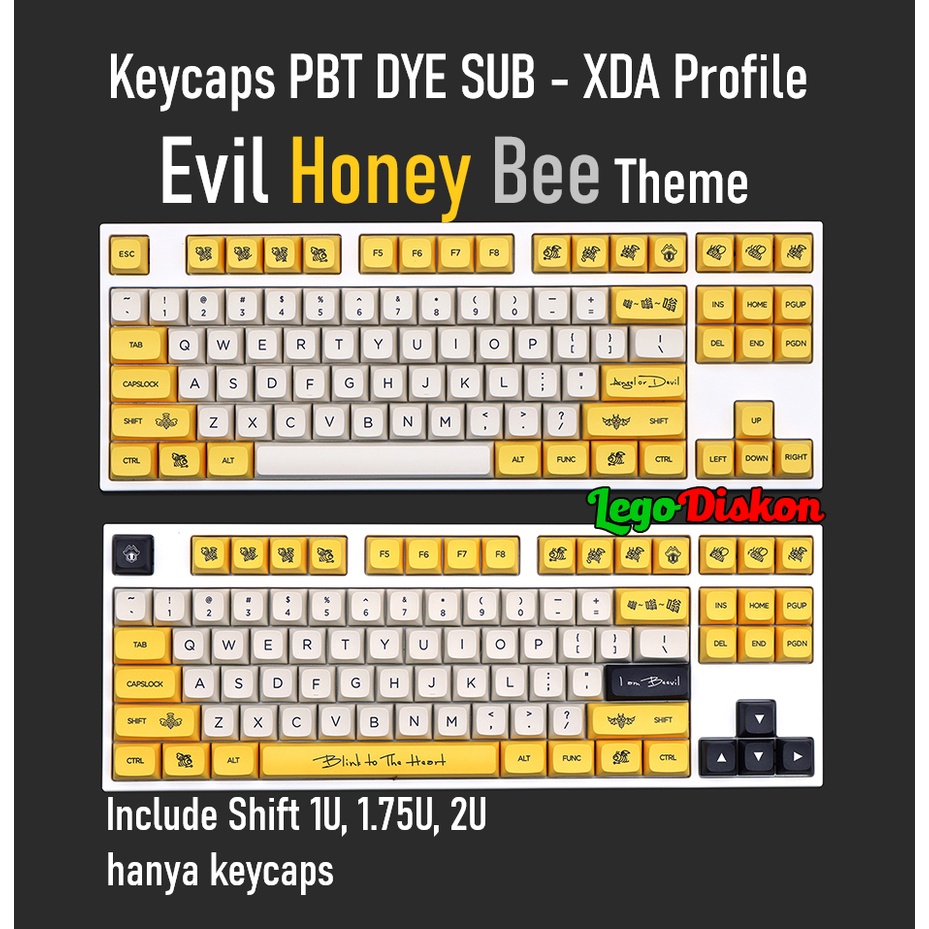 KEYCAPS PBT DYE SUB XDA Profile - Devil Honey Bee Theme
