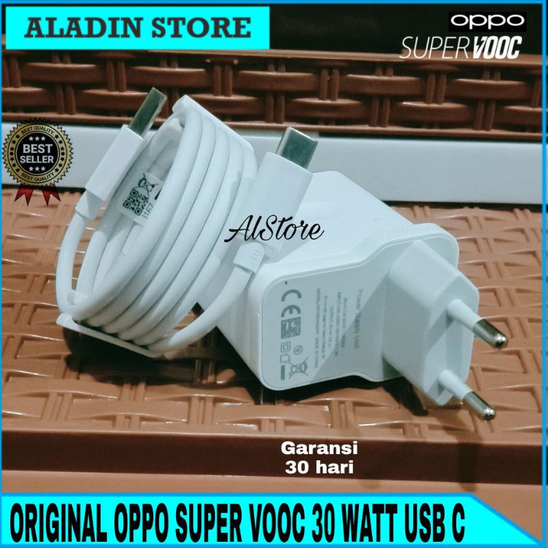 Charger SUPER VOOC Oppo Reno 3 Pro Reno 4 5V-6A 30 Watt USB C ORI 100%