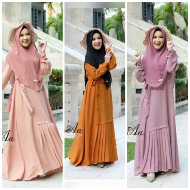 Hasna dress muslim terbaru moscrepe s m l xl | Shopee Indonesia