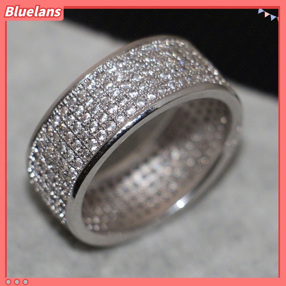 Bluelans Cincin Berlian Imitasi 5 Baris Untuk Pernikahan