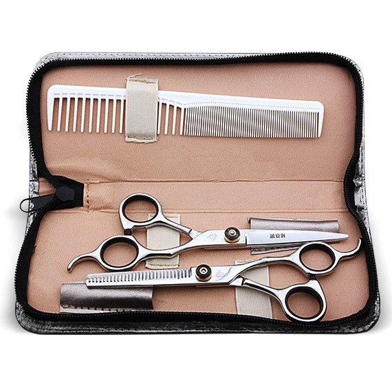 Set Gunting Rambut Flat Scissors + Sasak Stainless Salon Profesional SMITH CHU XK10 Biutte BHT002