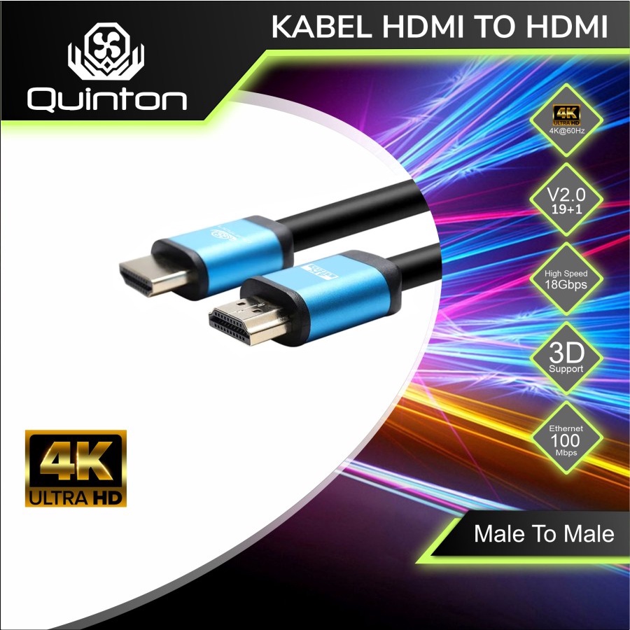 Kabel HDMI to HDMI Quinton 4K 60hz V2.0 high speed 3D 1,5m - 5m