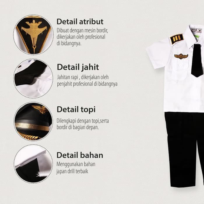 Seragam Profesi Anak Pilot Kostum Setelan Cowok Baju Kijang