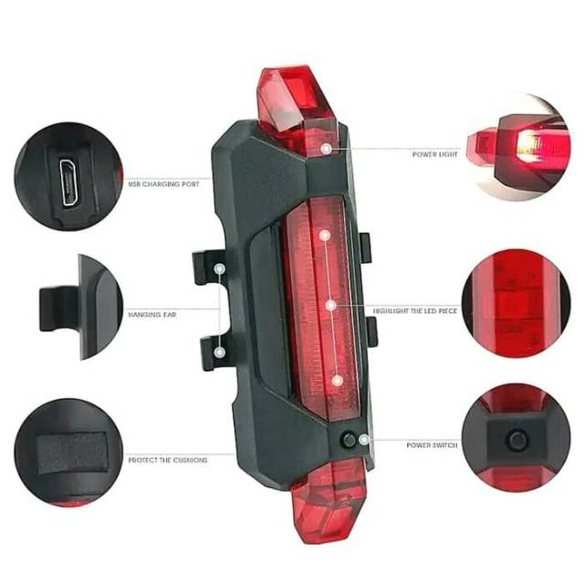 Lampu Sepeda Usb Charge Di Belakang Sepeda ORI in Box