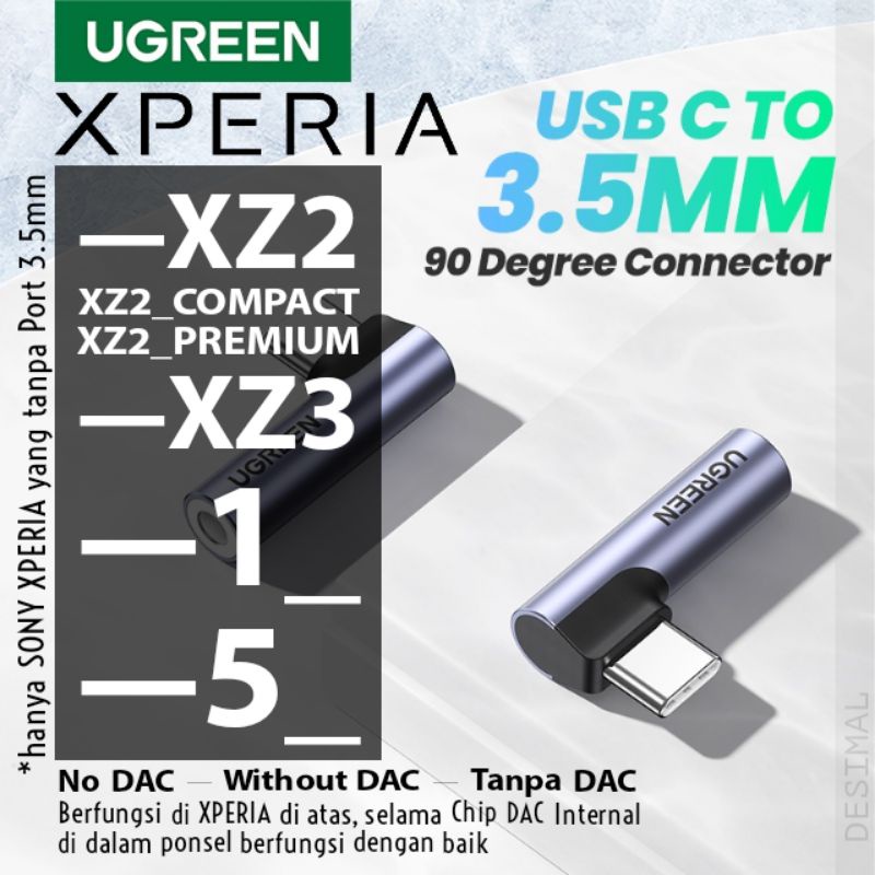 UGREEN Adapter Audio Analog (no DAC Chip) for SONY XPERIA XZ2 Series, XZ3, 1, 5 (including XZ2 Compa
