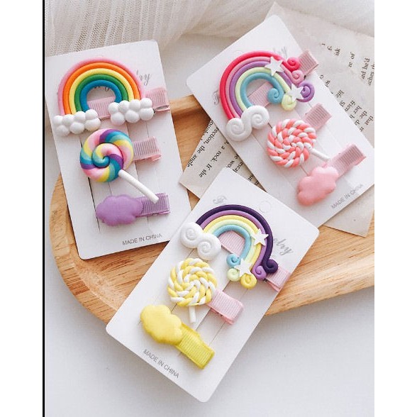 Jepit Rambut Pelangi Set / Rainbow Hair Clip Set