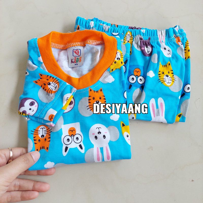 Baju tidur Anak Laki laki dan Perempuan Qkids Size Xs ( Usia 5-18bulan) Lengan Panjang Celana Panjang Bahan Libby Velvet