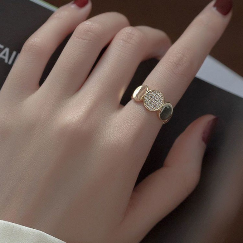 Cincin Model Terbuka Desain Geometri Gaya Korea