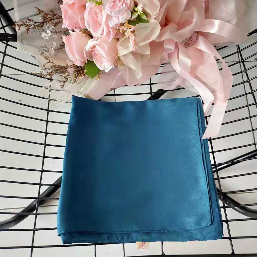 Murah Meichen Kerudung Hijab Paris Polos Segi Empat Jilbab Daily Basic Premium-Biru Tosca